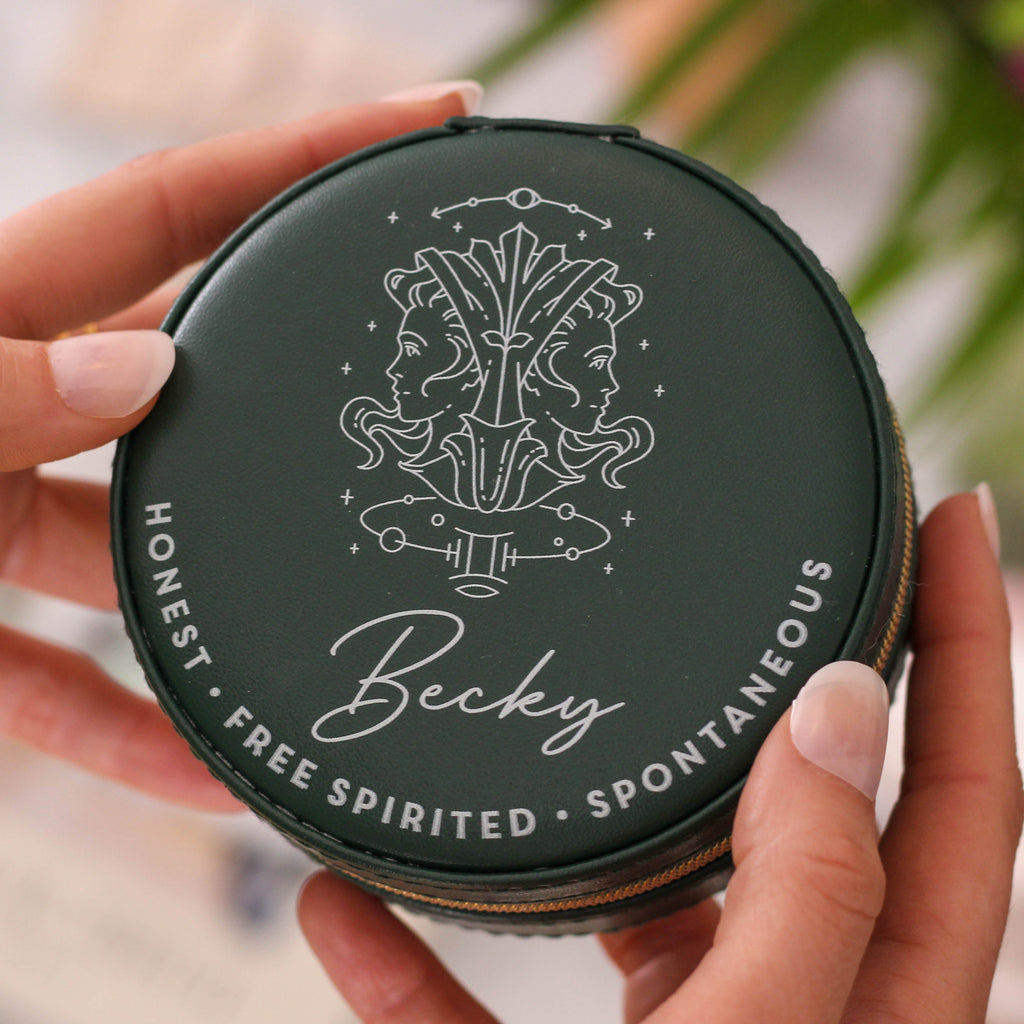 Personalised Birthday Star Sign Round Jewellery Box