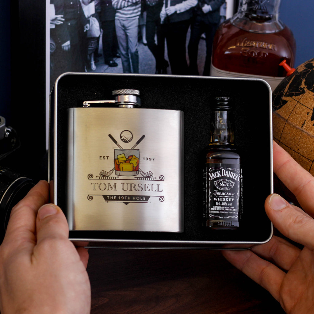 Personalised 19th Hole Golf Whiskey Alcohol Gift Dad
