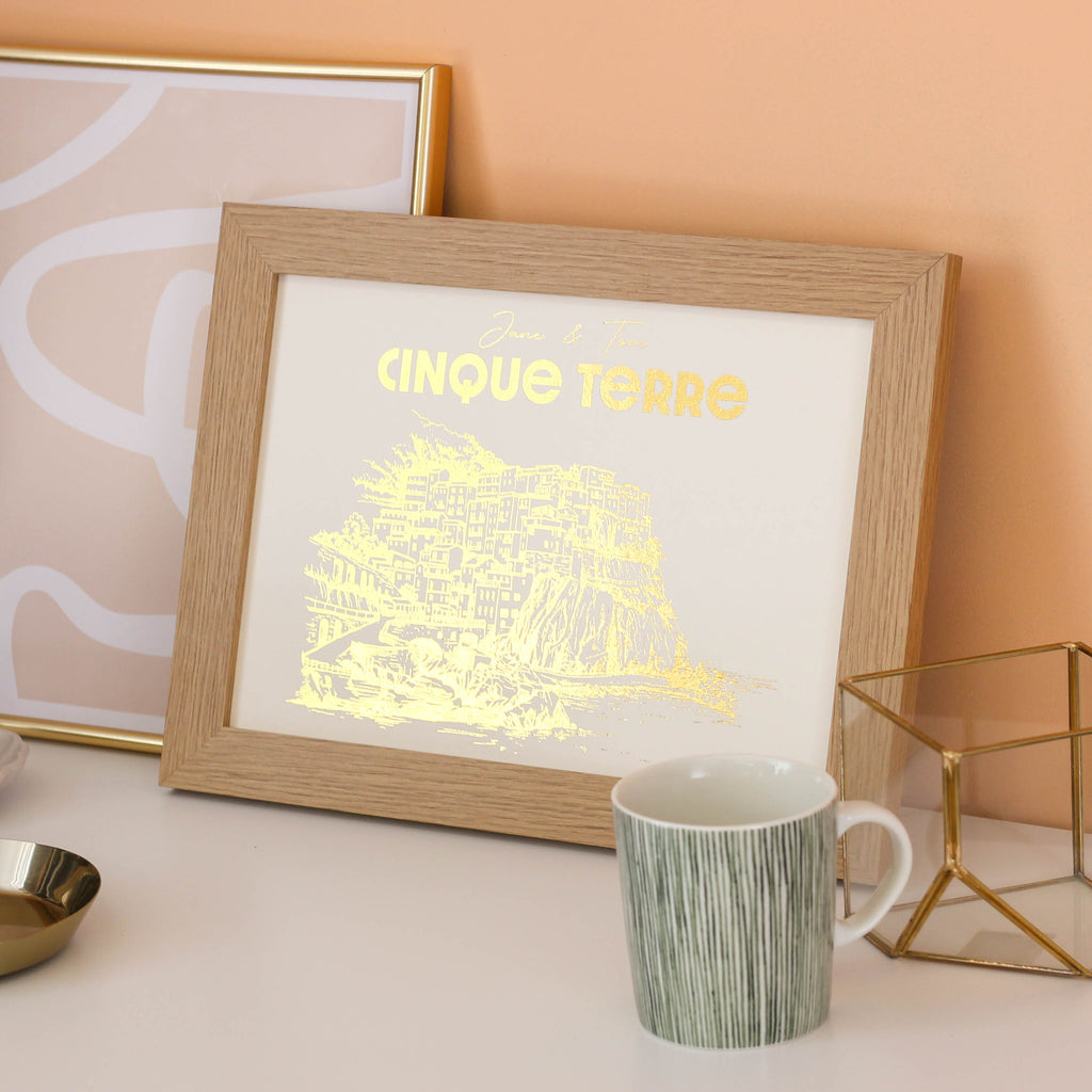 Personalised Cinque Terre Foiled Print Gift For Couples