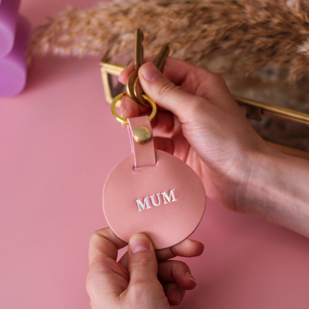 Personalised Pink Circle Keyring Gift For First Home