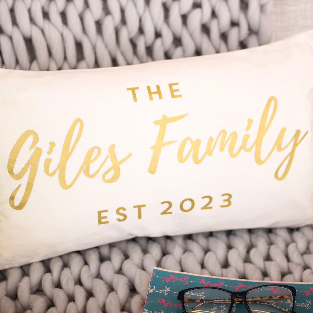Personalised Family Name Velvet Cushion Gift For Home