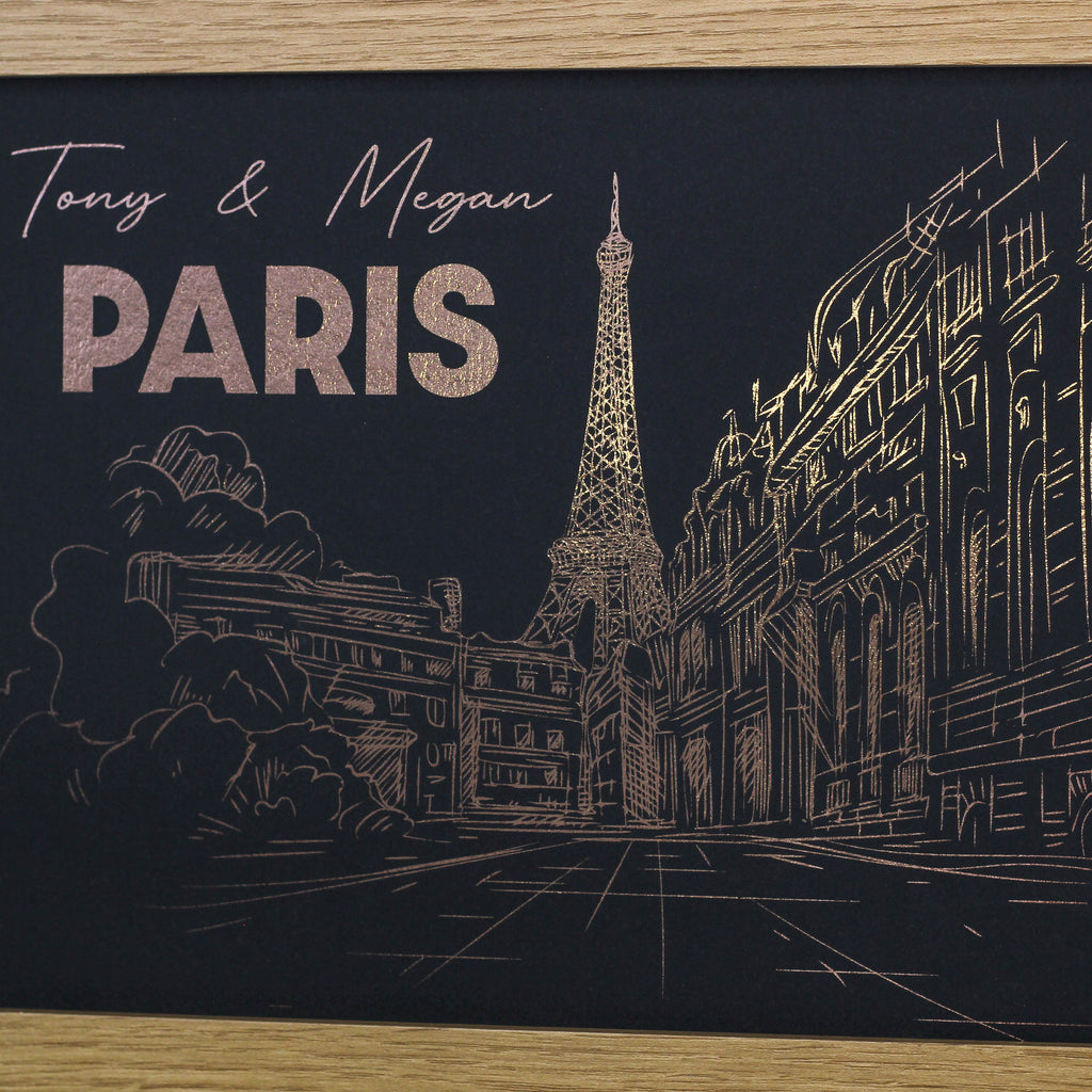 Personalised Paris Foiled Print Gift For Couples