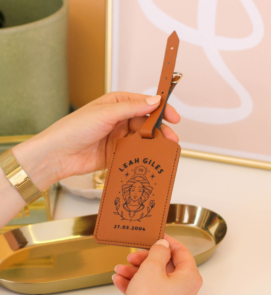 Personalised Star Sign Birthday Travel Luggage Tag