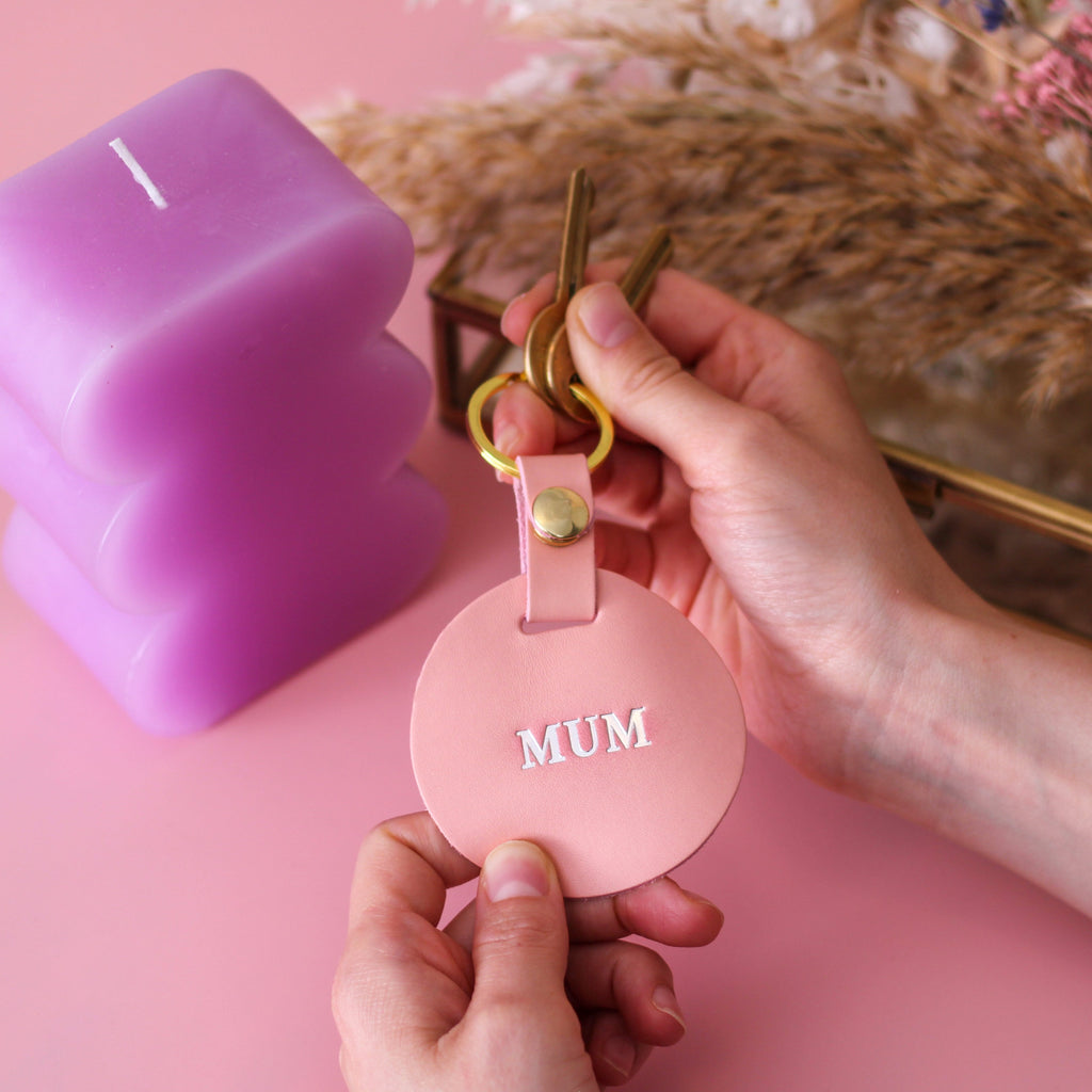 Personalised Pink Circle Keyring Gift For First Home