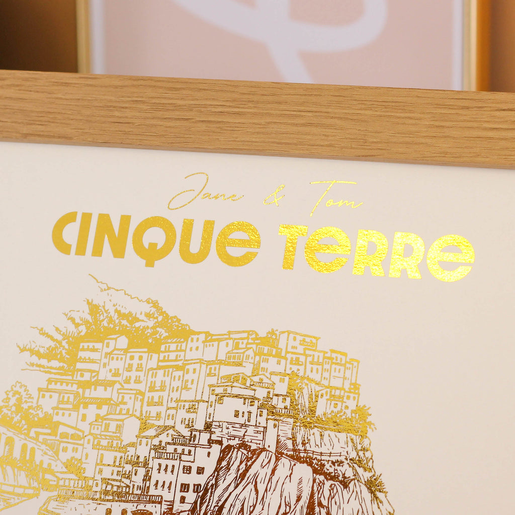 Personalised Cinque Terre Foiled Print Gift For Couples