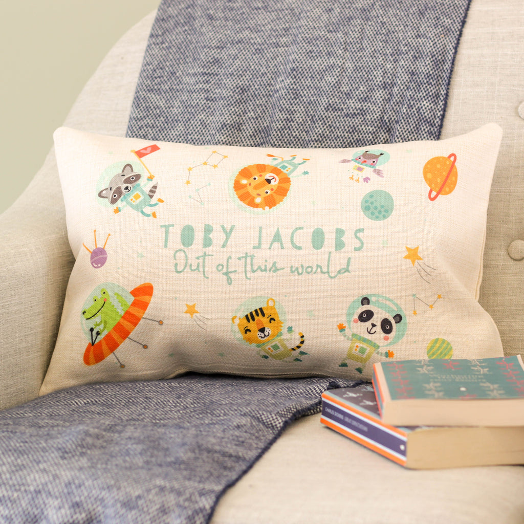 Personalised Animals In Space Cushion