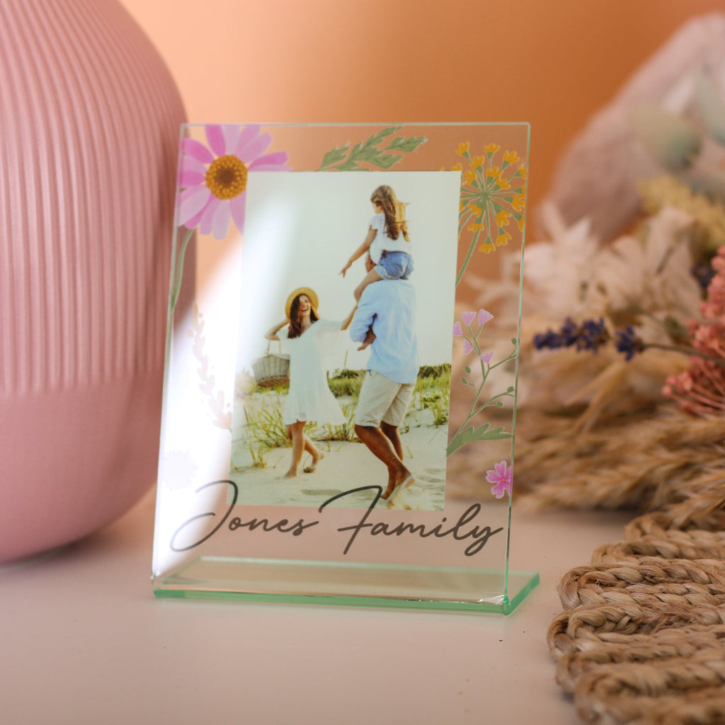 Personalised Pressed Flowers Family Photo Frame