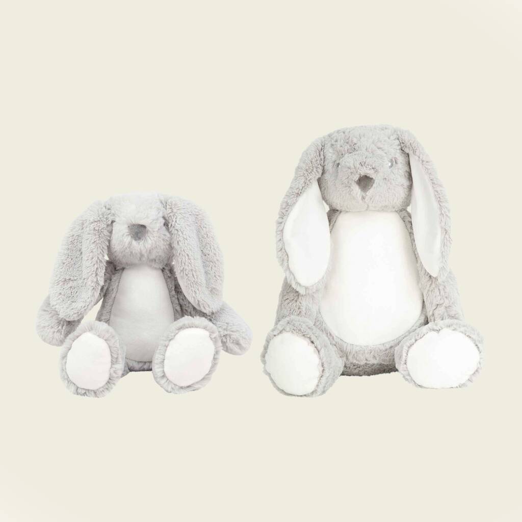 Personalised Grey Bunny Soft Toy For Baby