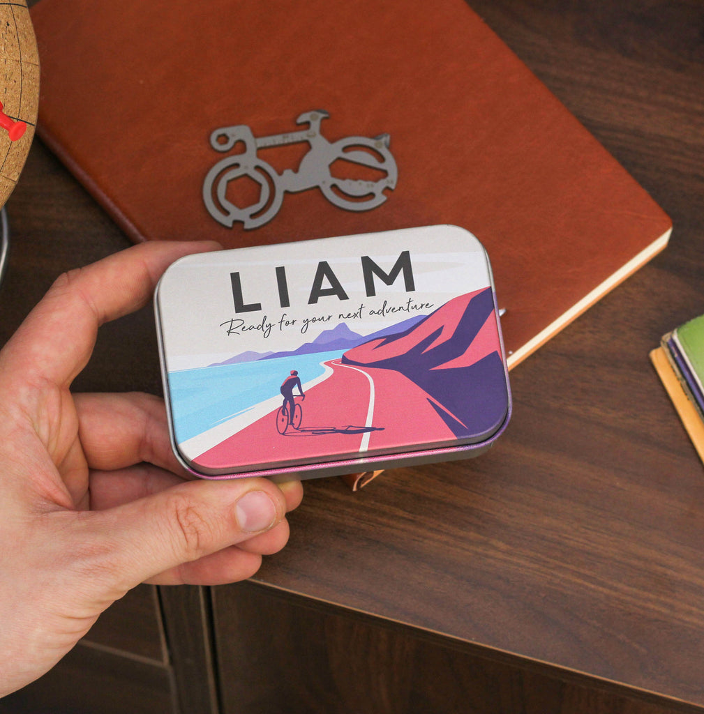 Bike Track Map Personalised Tool Tin Gift Set