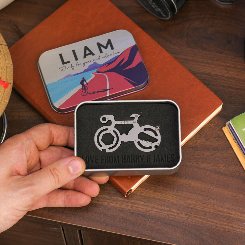 Bike Track Map Personalised Tool Tin Gift Set