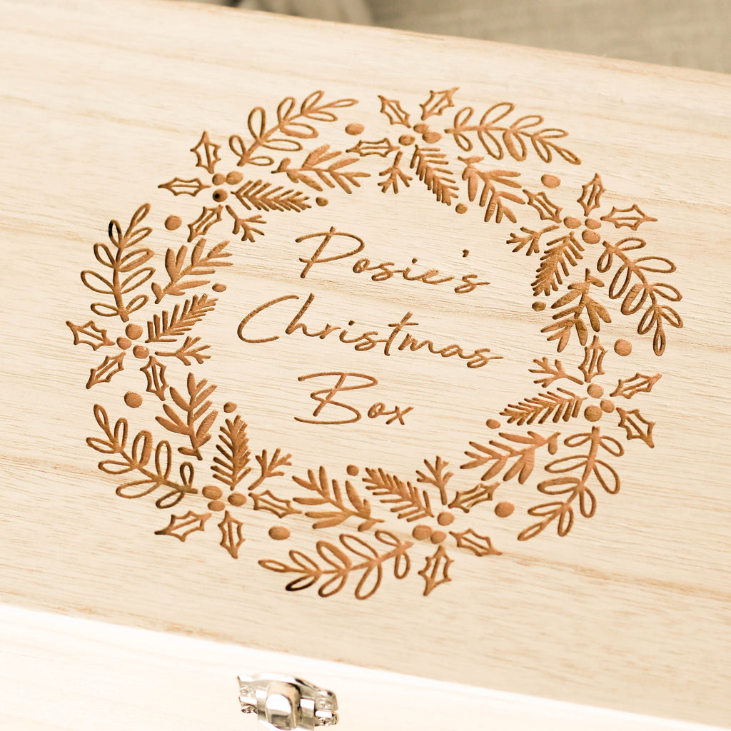 Personalised Babies First Christmas Wreath Keepsake Box