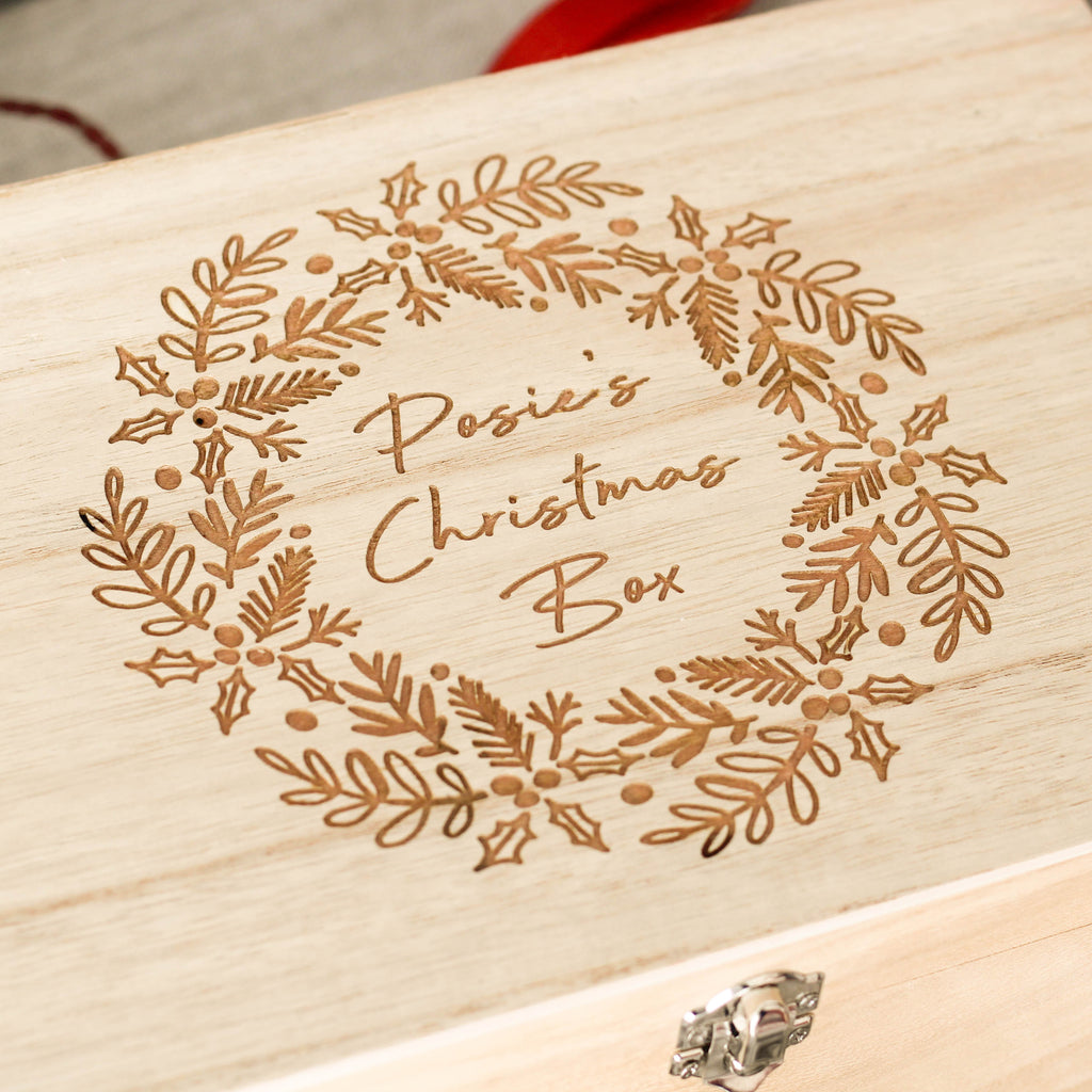 Personalised Babies First Christmas Wreath Keepsake Box