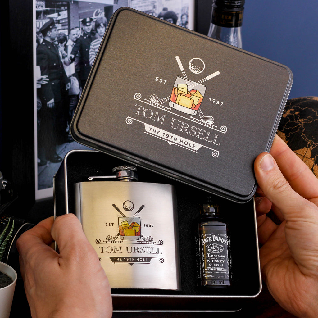 Personalised 19th Hole Golf Whiskey Alcohol Gift Dad
