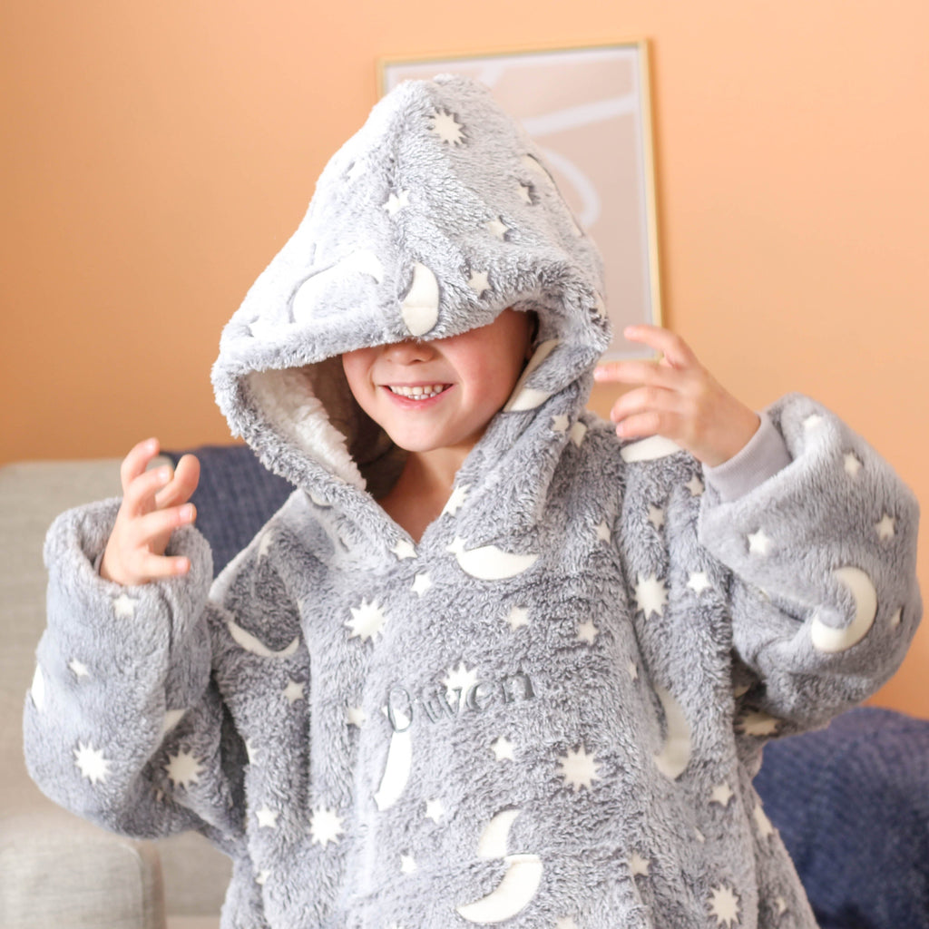 Personalised Glow In The Dark Kids Blanket Hoodie