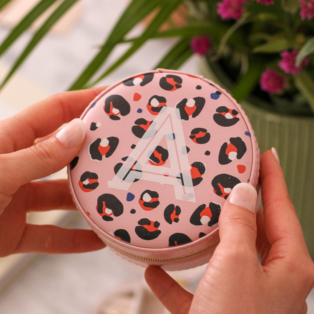Personalised Leopard Print Round Jewellery Box